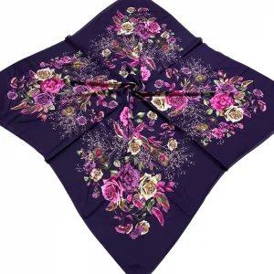 Nisa 100cm Polyester Oyalık Yazma (Mürdüm Rengi) (Ns-99-19)