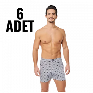 Tutku Erkek Desenli Önü Dügmeli Boxer (tea10)