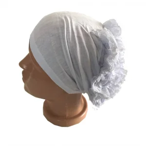 Dantel Fırfırlı Bone Beyaz (FF9908)