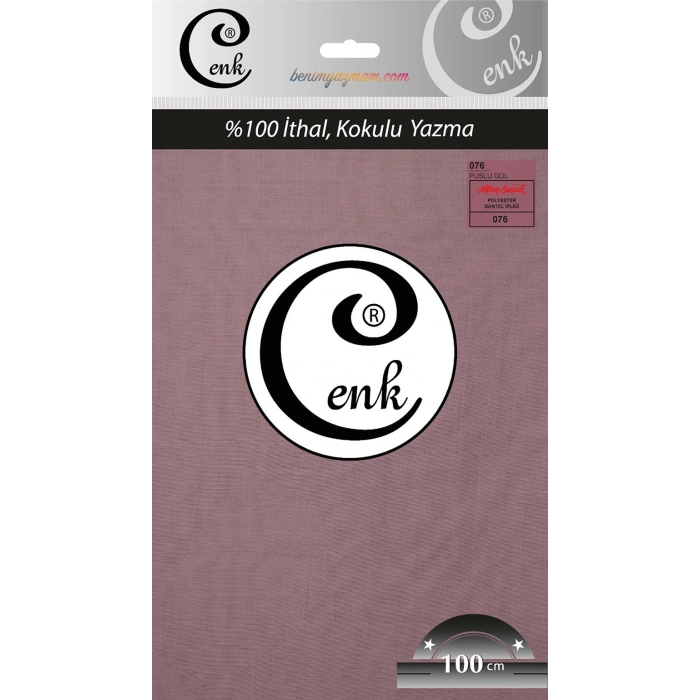 Cenk Düz 100 cm Poşetli Oyalık Yazma -(Puslu Gül)-(301-076)