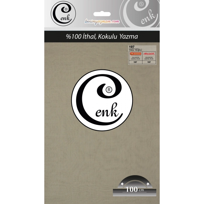 Cenk Düz 100 cm Poşetli Oyalık Yazma -(Yağ Yeşili)-(301-197)