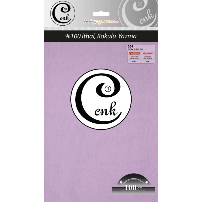 Cenk Düz 100 cm Poşetli Oyalık Yazma -(Açık Leylak)-(301-554)