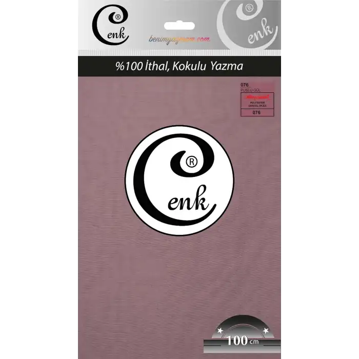 Cenk Düz 100 cm Poşetli Oyalık Yazma -(Puslu Gül)-(301-076)