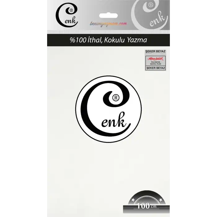 Cenk Düz 100 cm Poşetli Oyalık Yazma -(301-Şekerbeyaz)