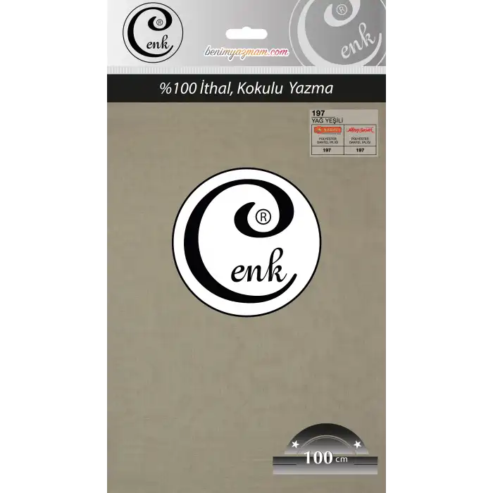 Cenk Düz 100 cm Poşetli Oyalık Yazma -(Yağ Yeşili)-(301-197)