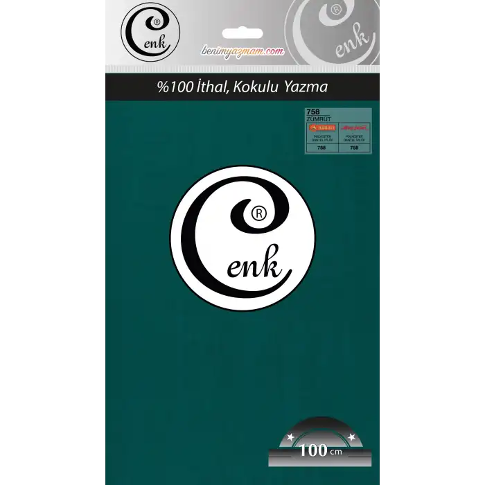 Cenk Düz 100 cm Poşetli Oyalık Yazma -(Zümrüt)-(301-758)