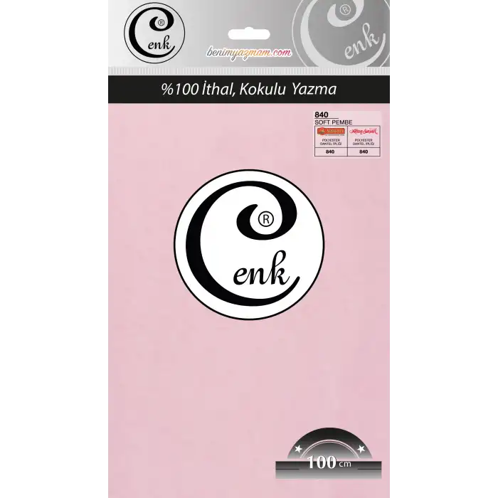 Cenk Düz 100 cm Poşetli Oyalık Yazma -(Soft Pembe)-(301-840)