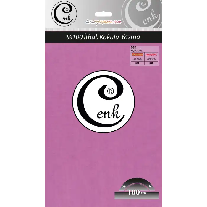 Cenk Düz 100 cm Poşetli Oyalık Yazma -(Açık Gül)-(301-034)