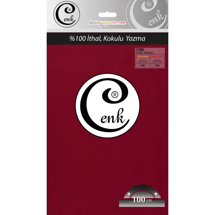 Cenk Düz 100 cm Poşetli Oyalık Yazma -(Canlı Bordo)-(301-1790)