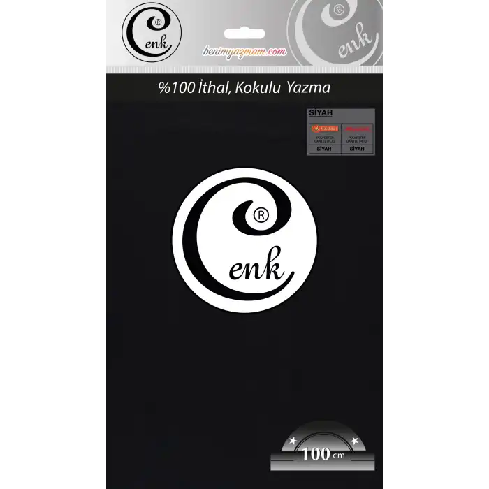 Cenk Düz 100 cm Poşetli Oyalık Yazma -(Siyah)-(301-999)