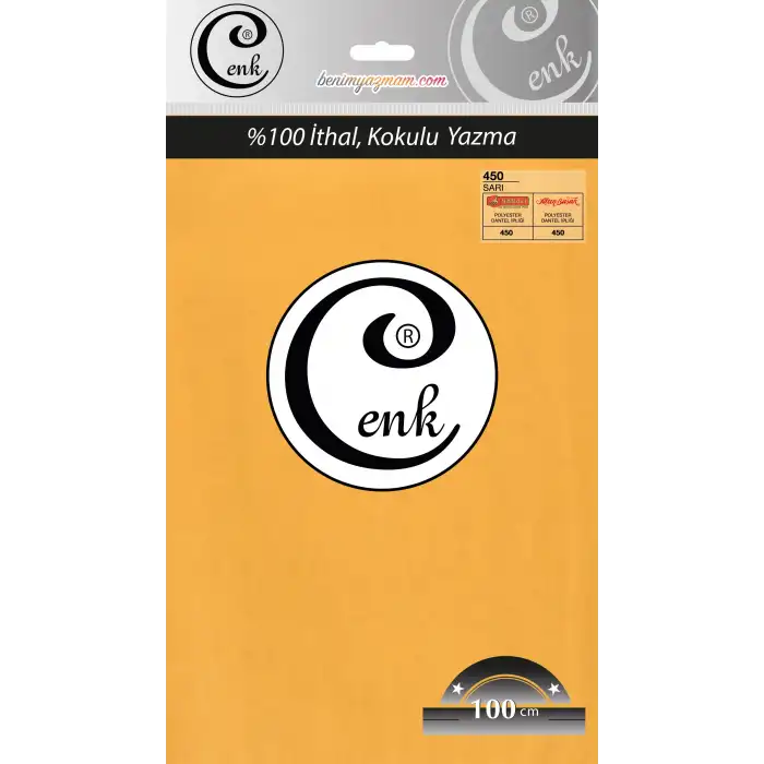 Cenk Düz 100 cm Poşetli Oyalık Yazma -(Sarı)-(301-450)