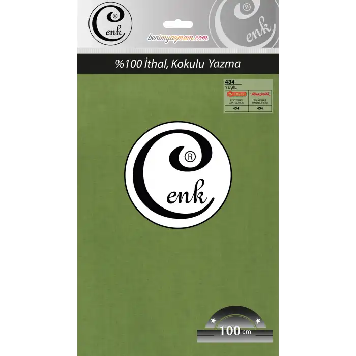 Cenk Düz 100 cm Poşetli Oyalık Yazma -(Yeşil)-(301-434)