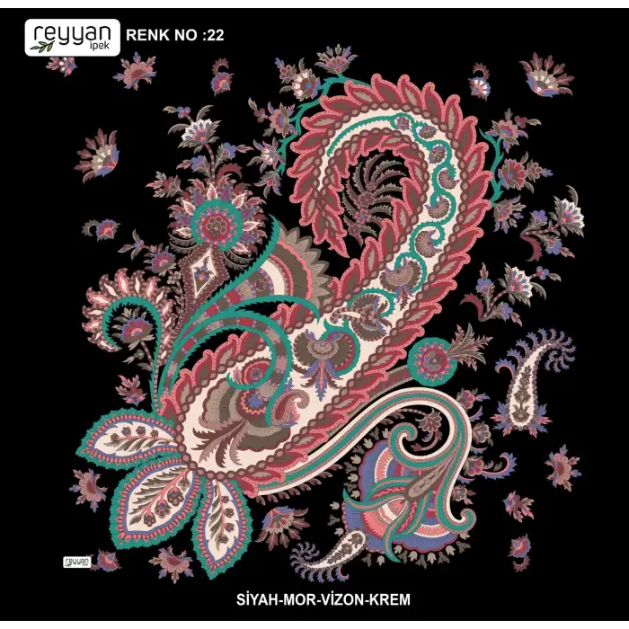 Reyyan İpek 100 cm Desenli Oyalık Yazma (ryyn-446-01)