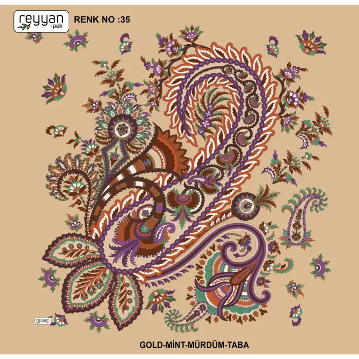 Reyyan İpek 100 cm Desenli Oyalık Yazma (ryyn-446-07)