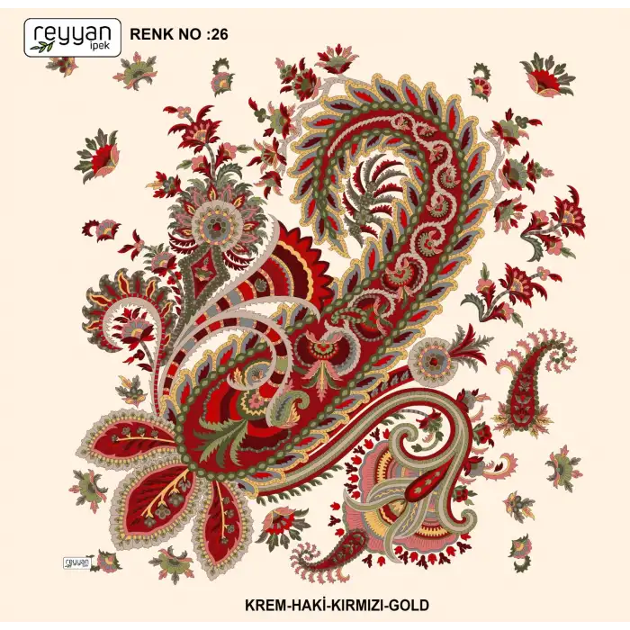 Reyyan İpek 100 cm Desenli Oyalık Yazma (ryyn-446-12)