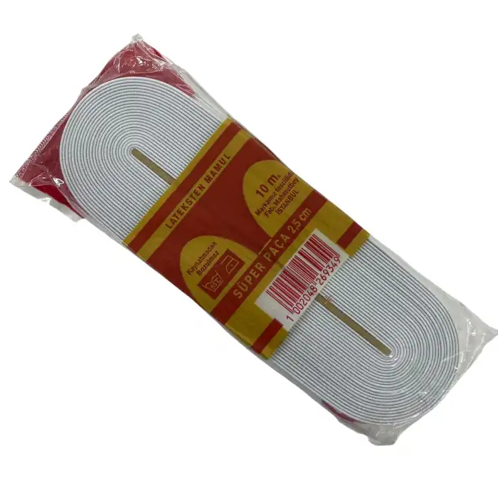 Kemer Tekstil Paça Lastiği 2,5cm 10m. Beyaz (ti01-14)