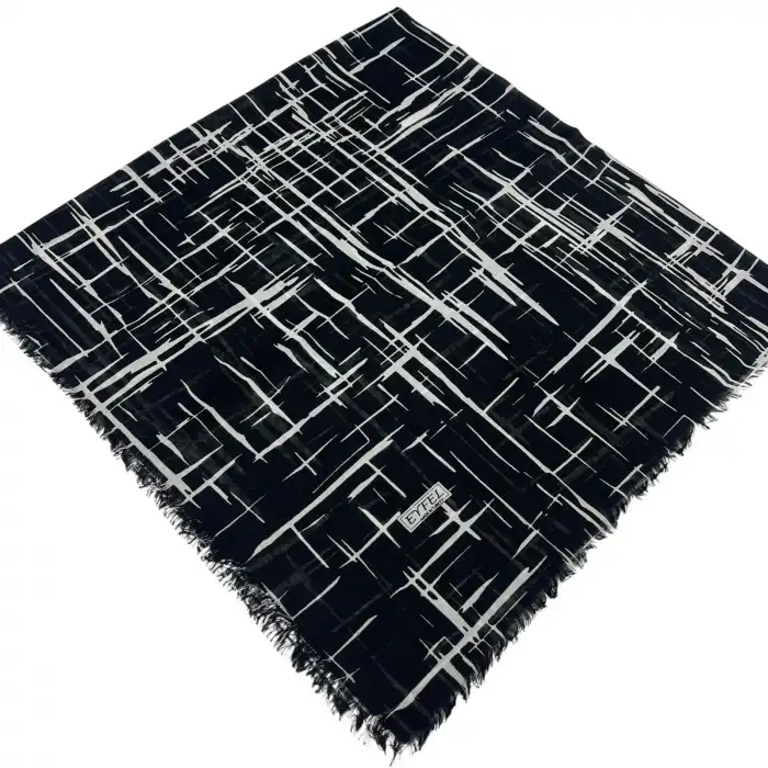 Eyfel Dimi Koton Eşarp Siyah-Beyaz Serisi (FE524-02)