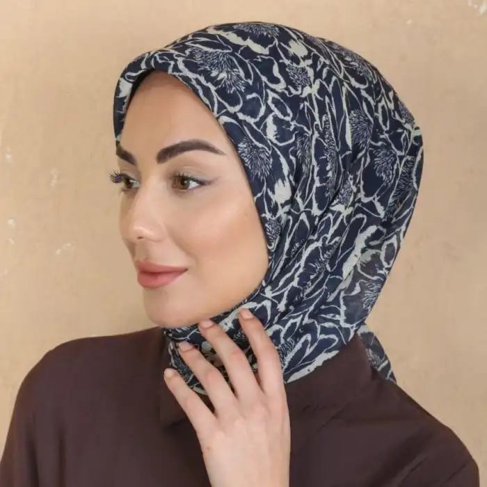 Locella El Dikişli Dijital Soft Eşarp Lacivert Serisi-soft15-02