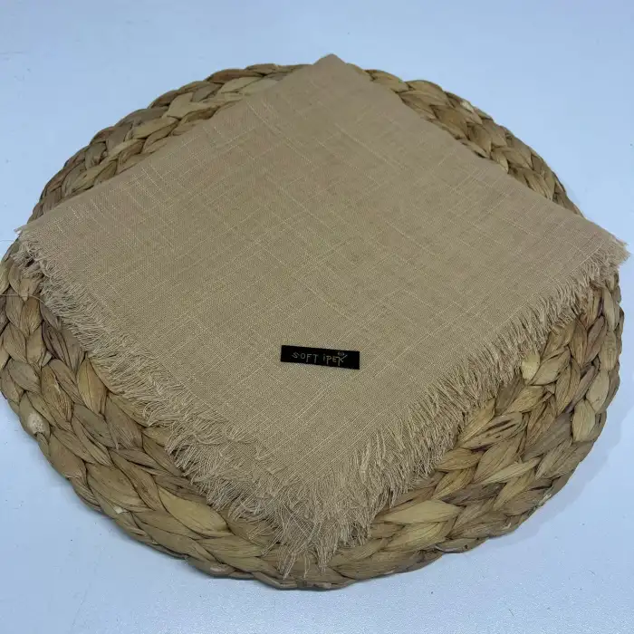 Soft İpek Düz Flamlı Keten Eşarp (FE424-02)