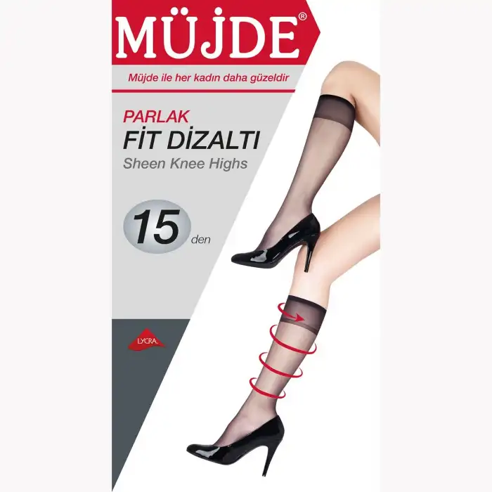 Müjde 15 Den Parlak Fit Dizaltı Çorap 12li Paket (Renk:Siyah-500) (Fit15)