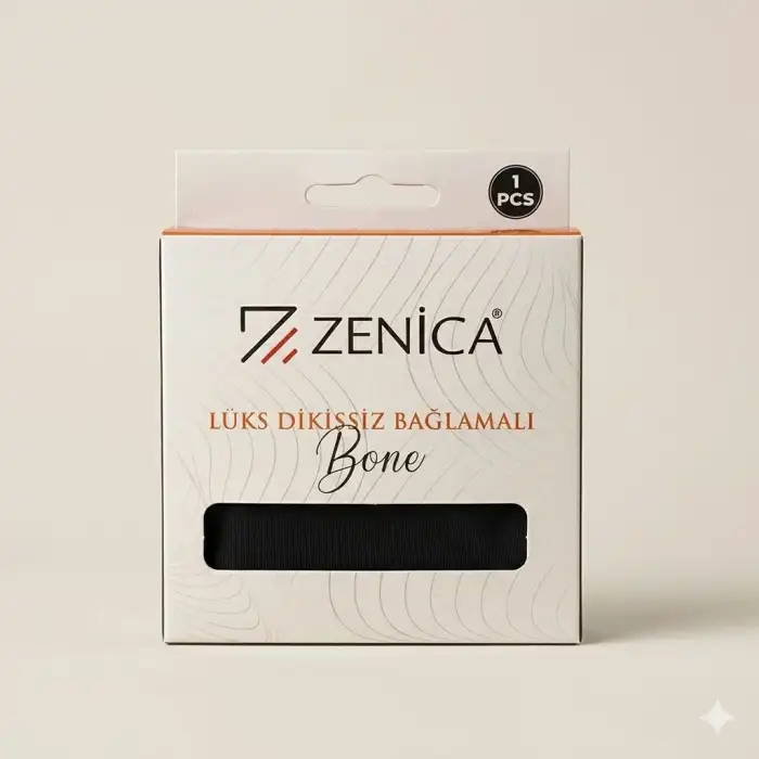 Zenica Lüks Dikişsiz Penye İpli Siyah Bone (PB08-01)