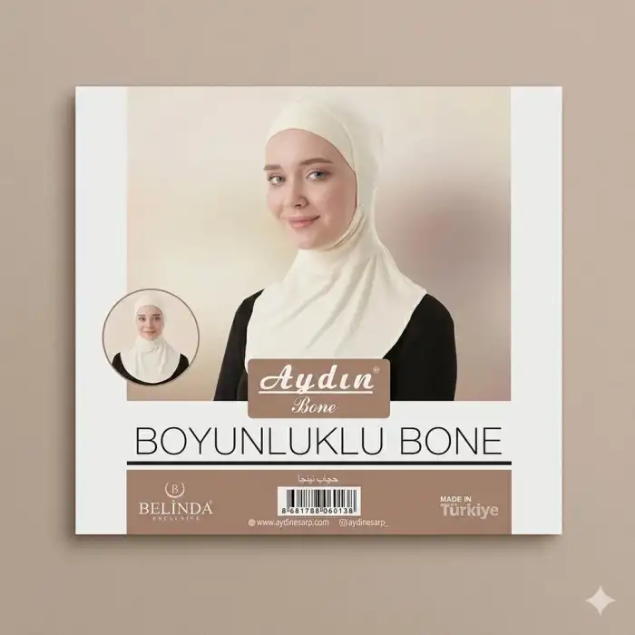 Penye Tesettür Boyunluklu Bone-(RENK:KREM)-(BB01-01)