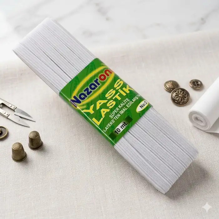 Nazarone Yeşil Yassı 2 no Lastikleri 10m. Beyaz (ti01-07)