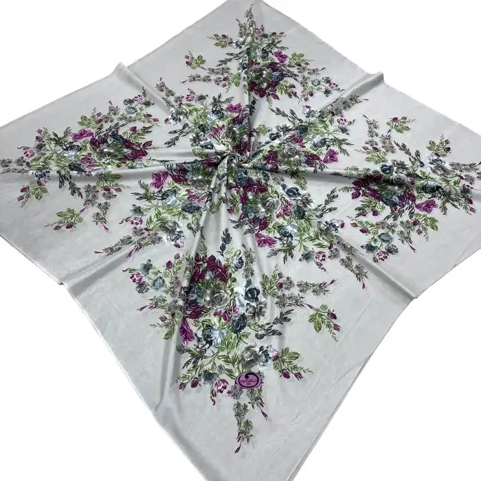 Huzurlu İpek Polyester Oyalık Yazma 100 cm - (PY02-14)