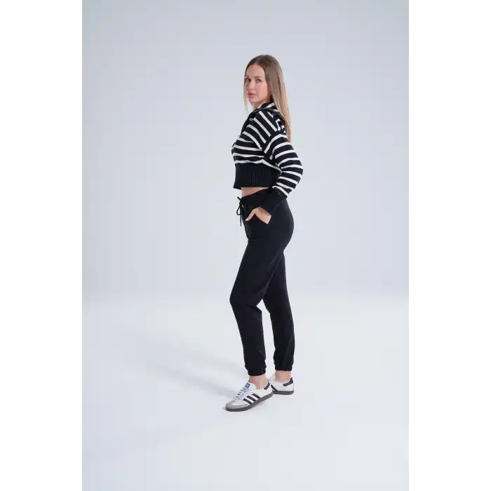 Siyah Kadın Pamuk Jogger Eşofman Altı-(jg01-01)