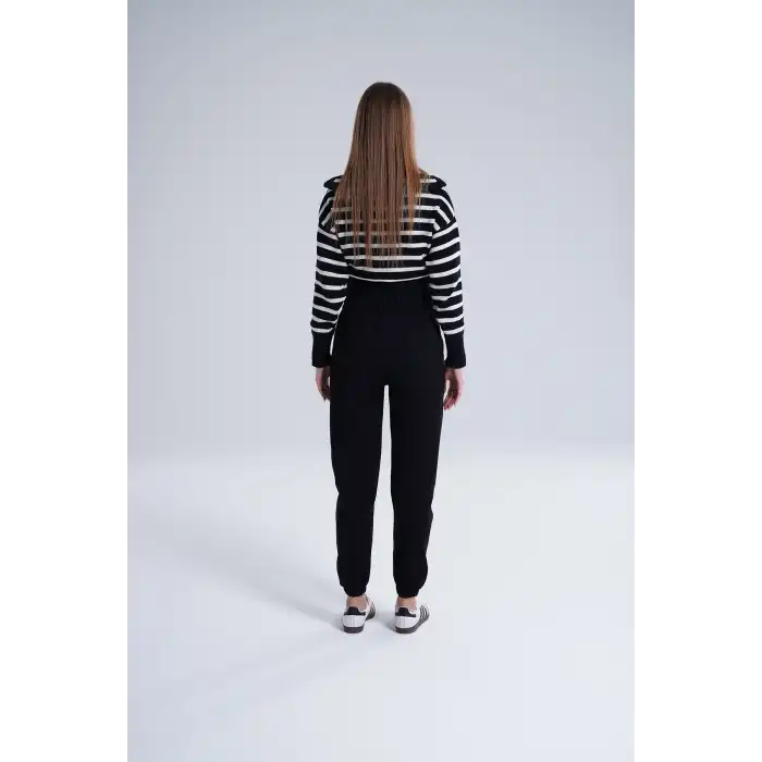 Siyah Kadın Pamuk Jogger Eşofman Altı-(jg01-01)