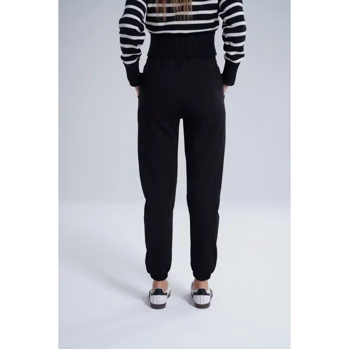 Siyah Kadın Pamuk Jogger Eşofman Altı-(jg01-01)