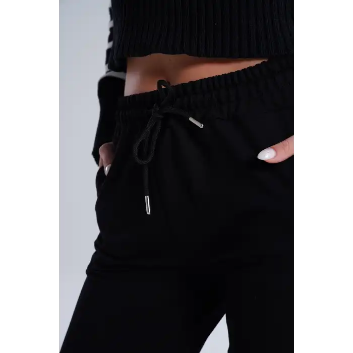 Siyah Kadın Pamuk Jogger Eşofman Altı-(jg01-01)