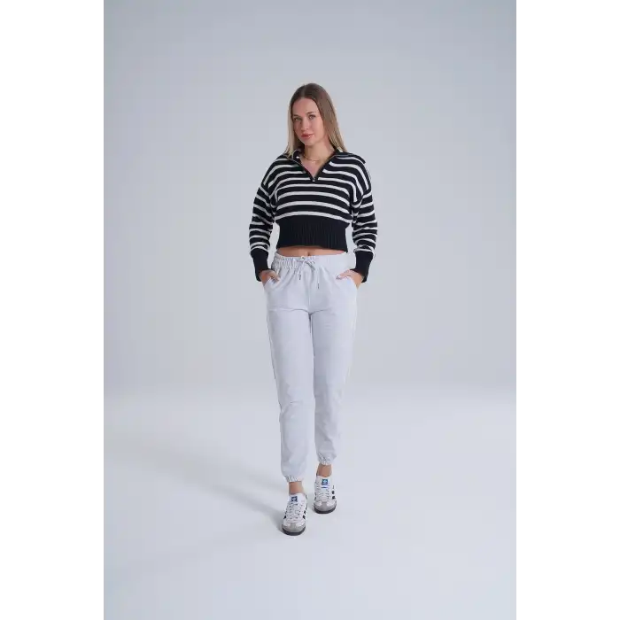 Gri Kadın Pamuk Jogger Eşofman Altı-(jg01-02)