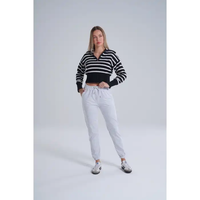 Gri Kadın Pamuk Jogger Eşofman Altı-(jg01-02)