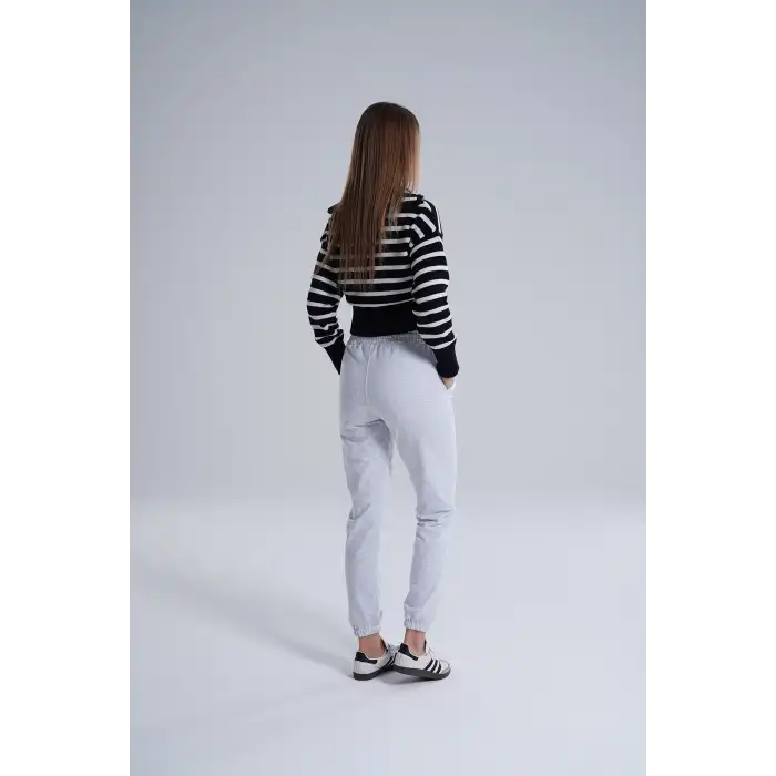 Gri Kadın Pamuk Jogger Eşofman Altı-(jg01-02)