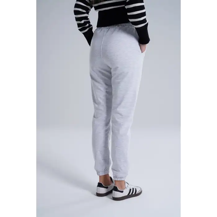 Gri Kadın Pamuk Jogger Eşofman Altı-(jg01-02)