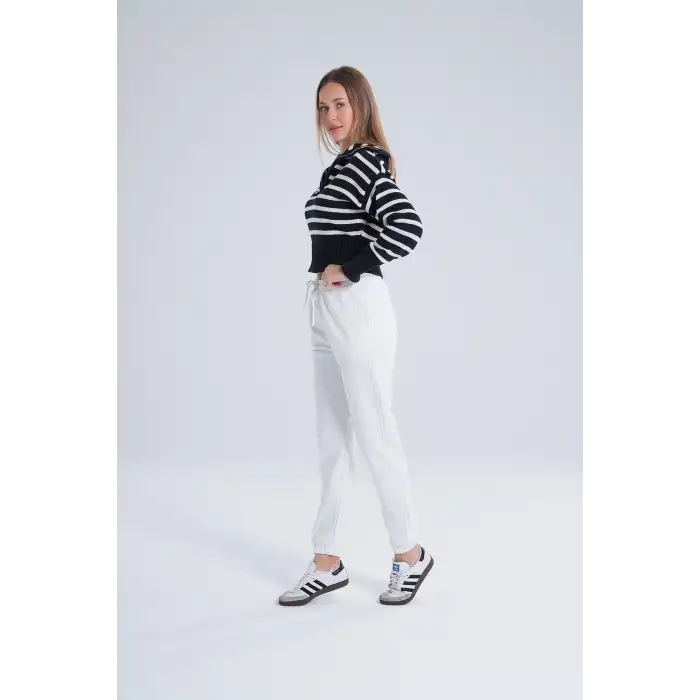 Ekru Kadın Pamuk Jogger Eşofman Altı-(jg01-03)