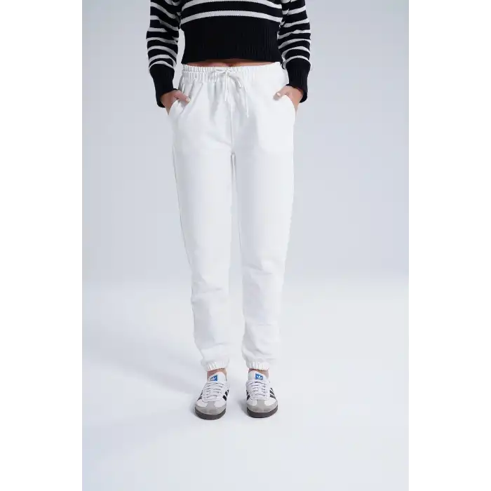 Ekru Kadın Pamuk Jogger Eşofman Altı-(jg01-03)
