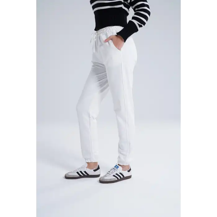 Ekru Kadın Pamuk Jogger Eşofman Altı-(jg01-03)
