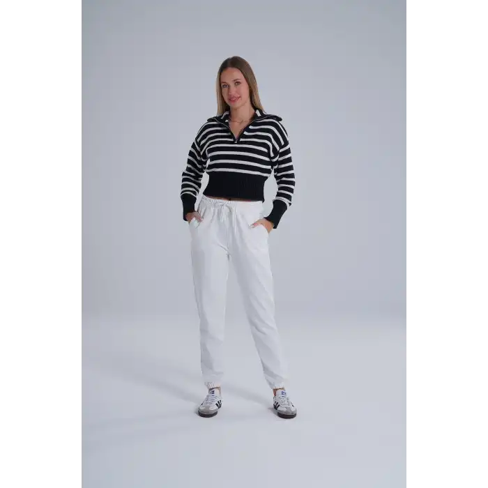 Ekru Kadın Pamuk Jogger Eşofman Altı-(jg01-03)