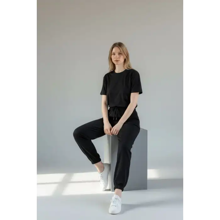 Siyah Kadın Modal Kumaş Eşofman Altı-(ME01-01)