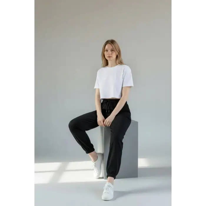 Siyah Kadın Modal Kumaş Eşofman Altı-(ME01-01)