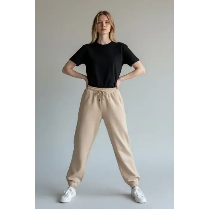 Bej Kadın Modal Kumaş Eşofman Altı-(ME01-03)