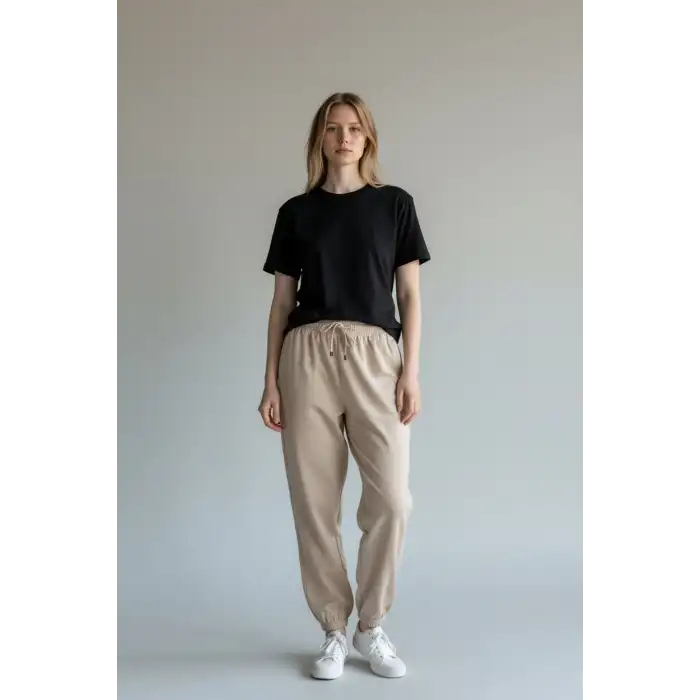 Bej Kadın Modal Kumaş Eşofman Altı-(ME01-03)