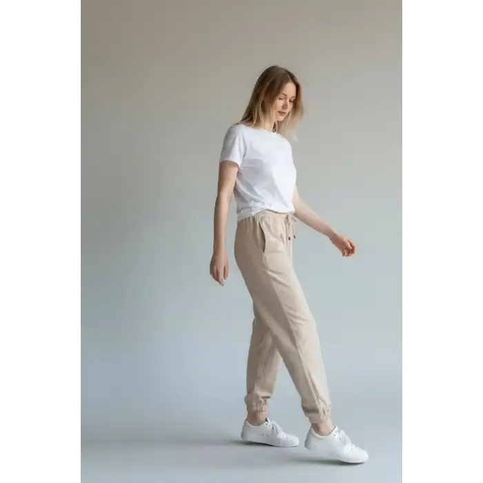 Bej Kadın Modal Kumaş Eşofman Altı-(ME01-03)