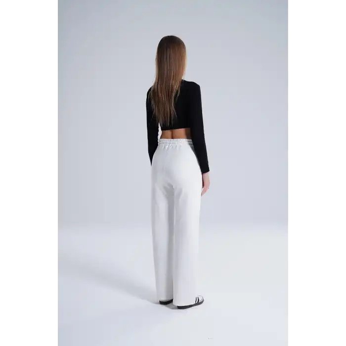 Paloza Kadın Önü Çimalı Beyaz Eşofman Altı -(PL01-01)