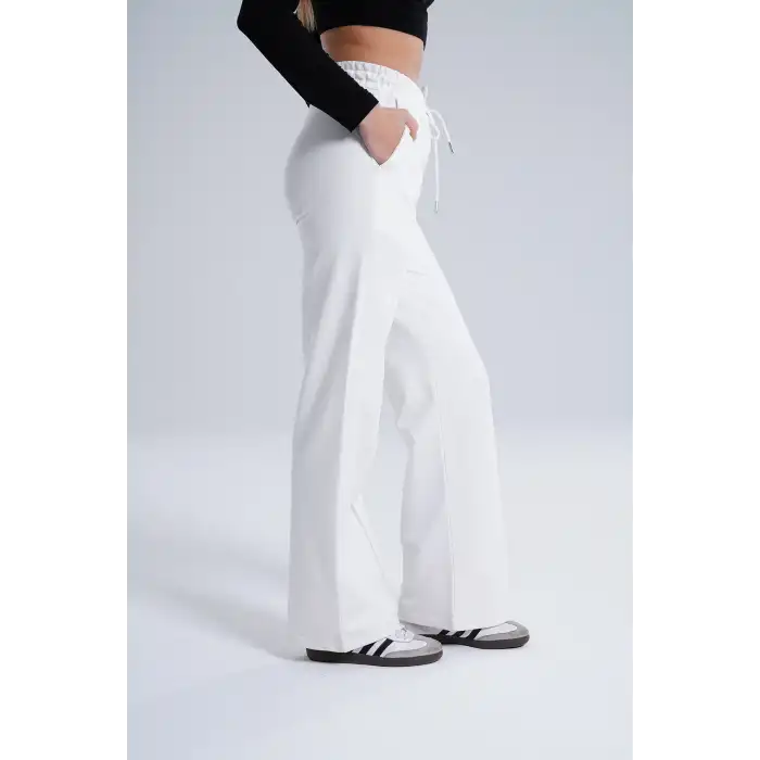 Paloza Kadın Önü Çimalı Beyaz Eşofman Altı -(PL01-01)