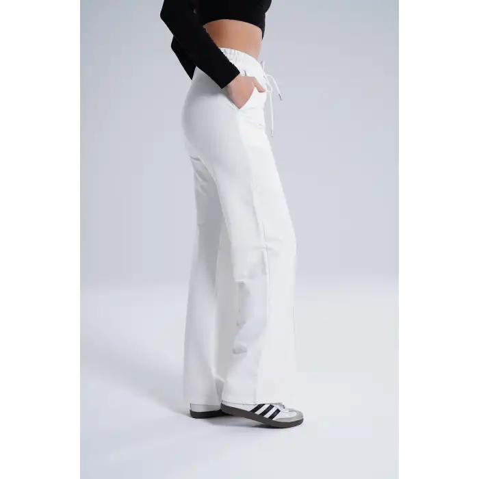 Paloza Kadın Önü Çimalı Beyaz Eşofman Altı -(PL01-01)