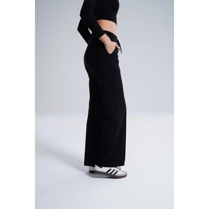 Paloza Kadın Önü Çimalı Siyah Eşofman Altı -(PL01-02)