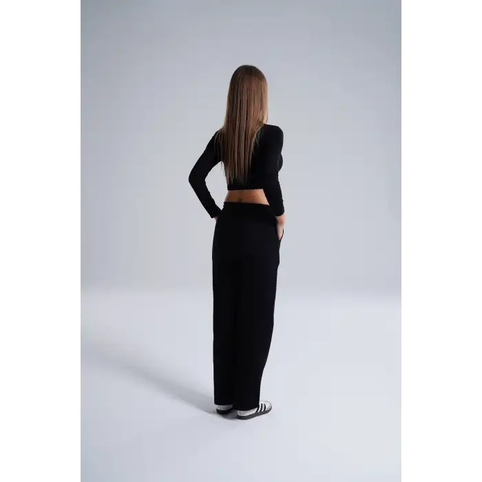 Paloza Kadın Önü Çimalı Siyah Eşofman Altı -(PL01-02)